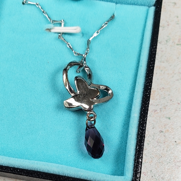 Citled Swarovski Crystal Birth Stone Amethyst Double Butterfly Pendant - Picture 9 of 13